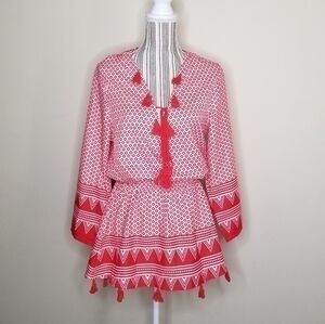 Geometric Boho Tassel Beach Coverup Sz M